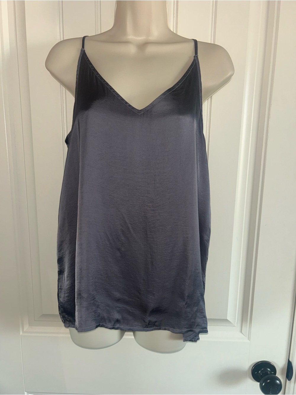NEW Hello Nite Silky V-Neck Cami Tank Top - Slate Gray Sz S